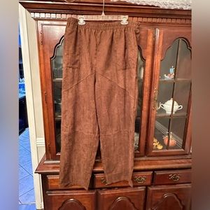 NWT O-NEWE Plus Size 3XL Corduroy Style Brown Elastic Band Pants So Comfortable